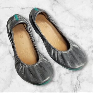 Tieks Pewter Silver Metallic Leather Ballet Flats Size 8